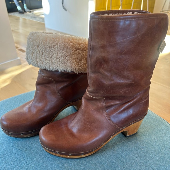 Ugg Australia “Lynnea” chestnut, leather clog boots - Picture 2 of 7